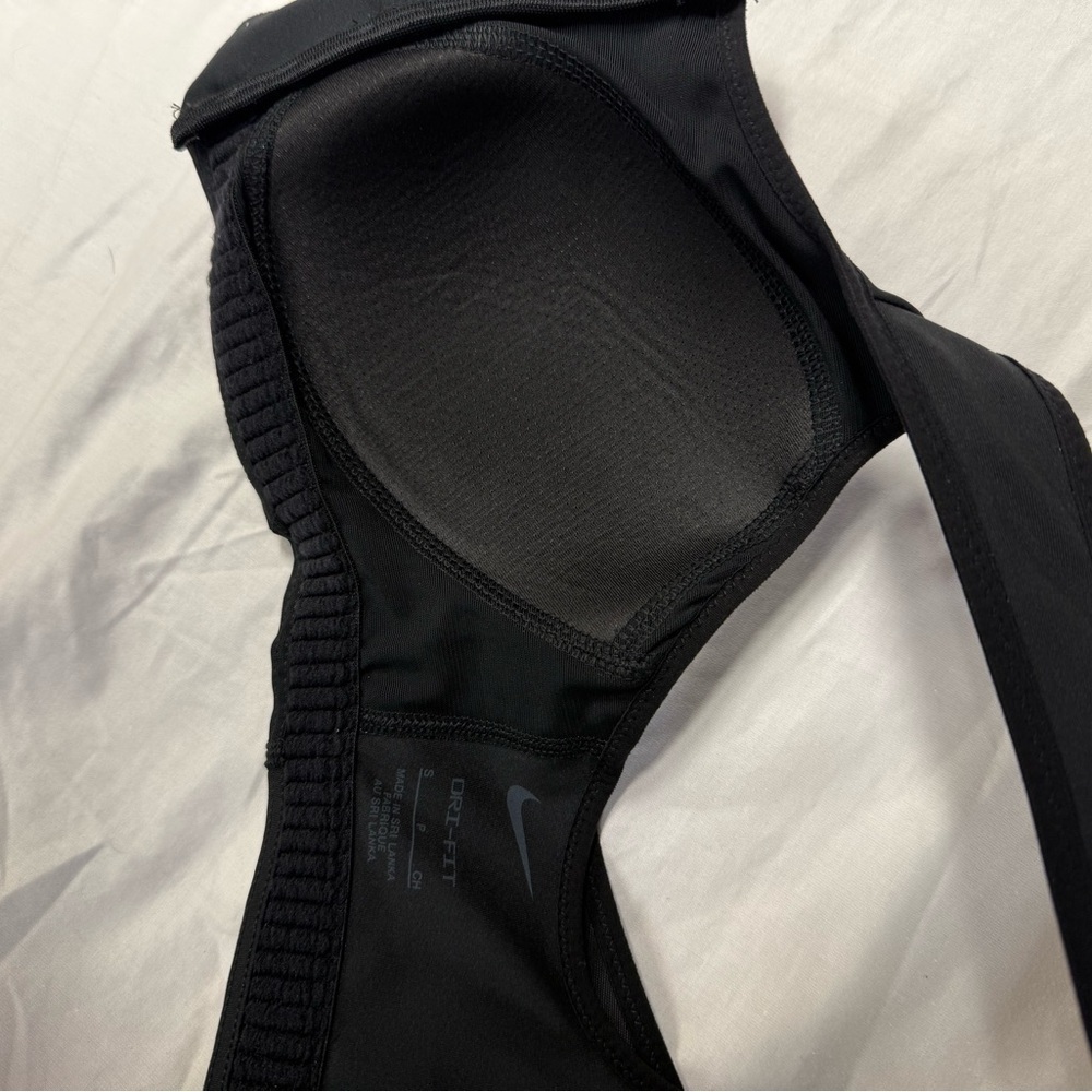 NIKE Womens High-Support Padded Zip-Front Black Sports Bra Size Small - Picture 3 of 5